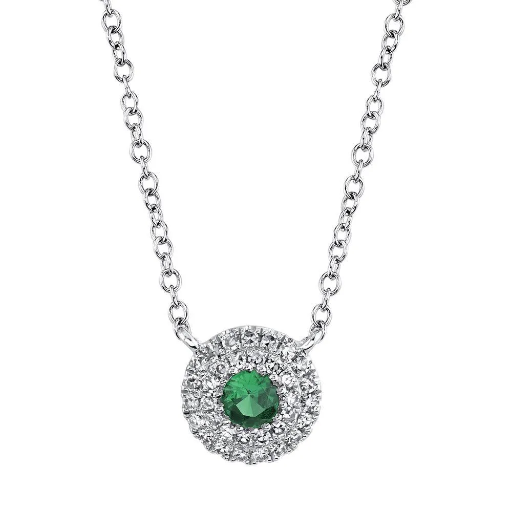 14K Rose Gold Diamond Green Garnet Necklace