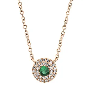 14K Rose Gold Diamond Green Garnet Necklace