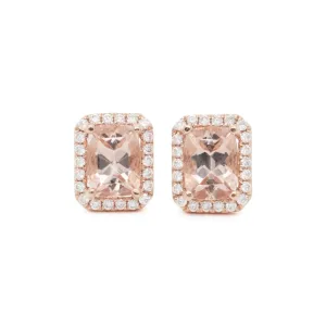 14k Rose Gold Morganite And Diamond Earrings