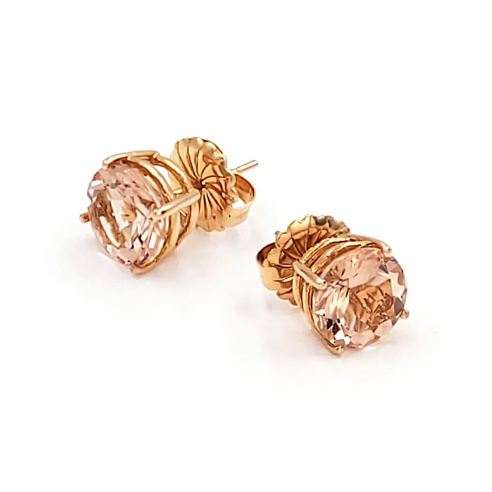 14K Rose Gold Morganite Stud Earrings