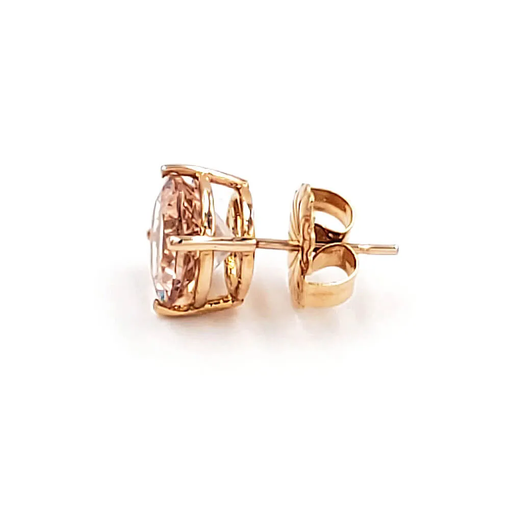 14K Rose Gold Morganite Stud Earrings