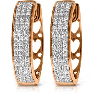 14K Solid Rose Gold Hoop Huggie Earrings Diamond Gemstone