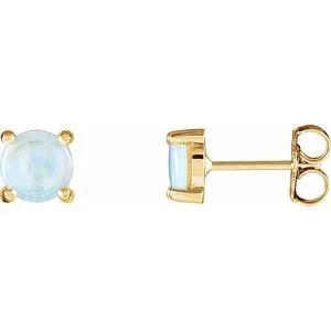 14K White 4 mm Natural White Opal Earrings