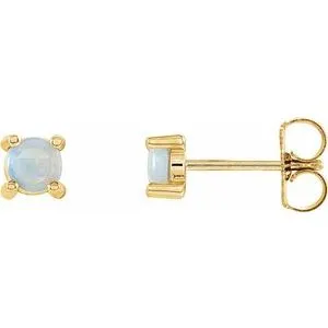 14K White 4 mm Natural White Opal Earrings