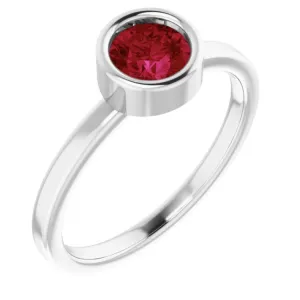 14K White 5.5 mm Lab-Grown Ruby Ring