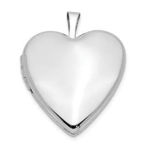 14k White Gold 20MM Plain Polished Heart Locket