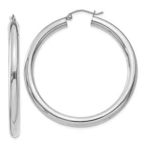 14k White Gold 4MM x 45MM Tube Hoop Earrings