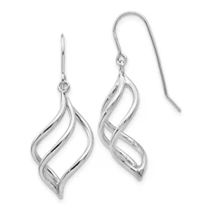 14k White Gold Polished Swirl Dangle Earrings