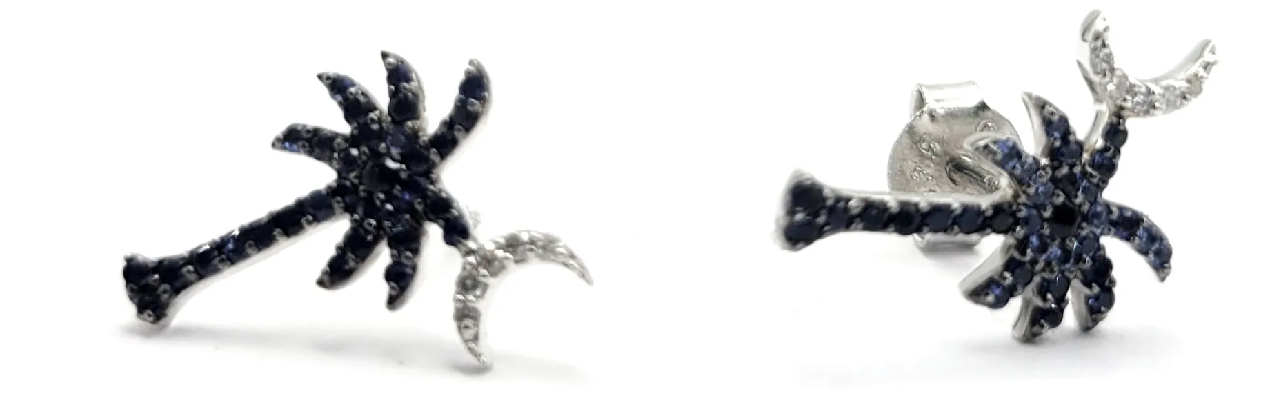 14k white gold Satphire and Dimond Stud Earings