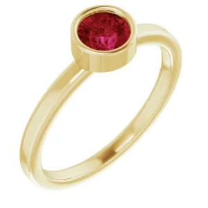 14K Yellow 5 mm Natural Ruby Ring