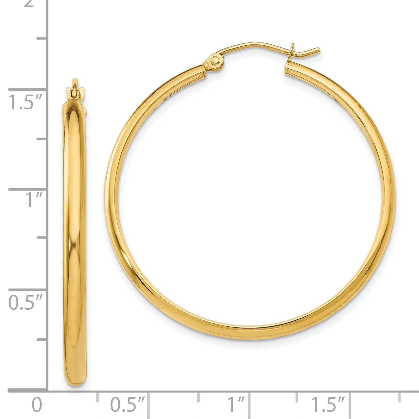 14k Yellow Gold 2.75 x 35MM Hoop Earrings