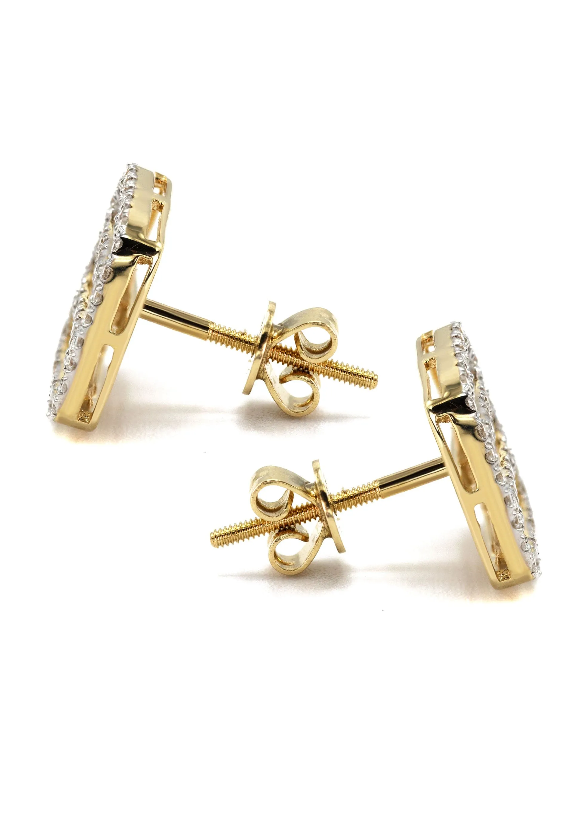 14K Yellow Gold Diamond Baguette Earrings For Men | 1.13 Carats | 2.7 Grams