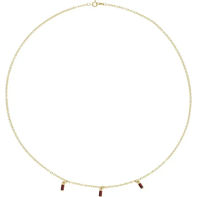 14K Yellow Gold Natural Mozambique Garnet 16" Necklace