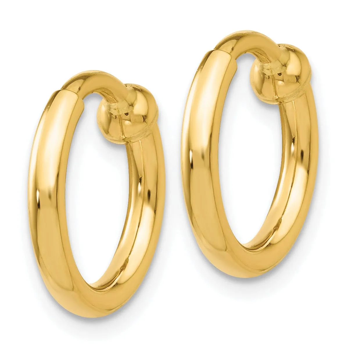 14k Yellow Gold Non-Pierced Hoop Earrings