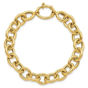 14k Yellow Gold Polished Fancy Oval Link Bracelet