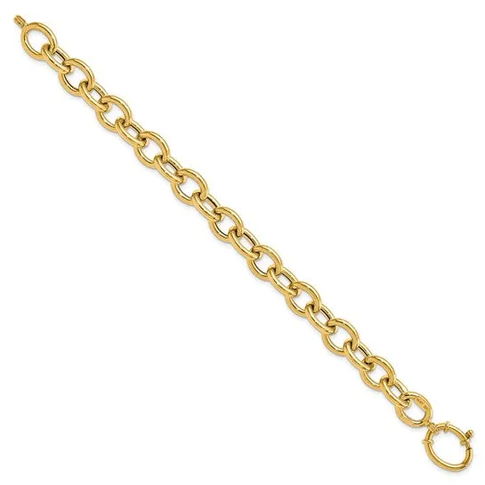 14k Yellow Gold Polished Fancy Oval Link Bracelet