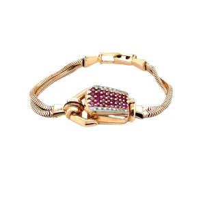 14KR Custom Estate Ruby & Diamond Fashion Watch Bracelet