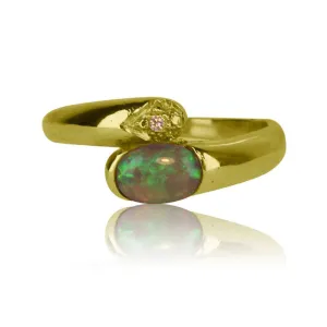 14kt Yellow Gold Black Opal and Diamond ring