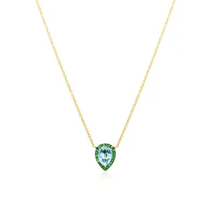 14KT Yellow Gold Blue Topaz Green Garnet Sophie Necklace