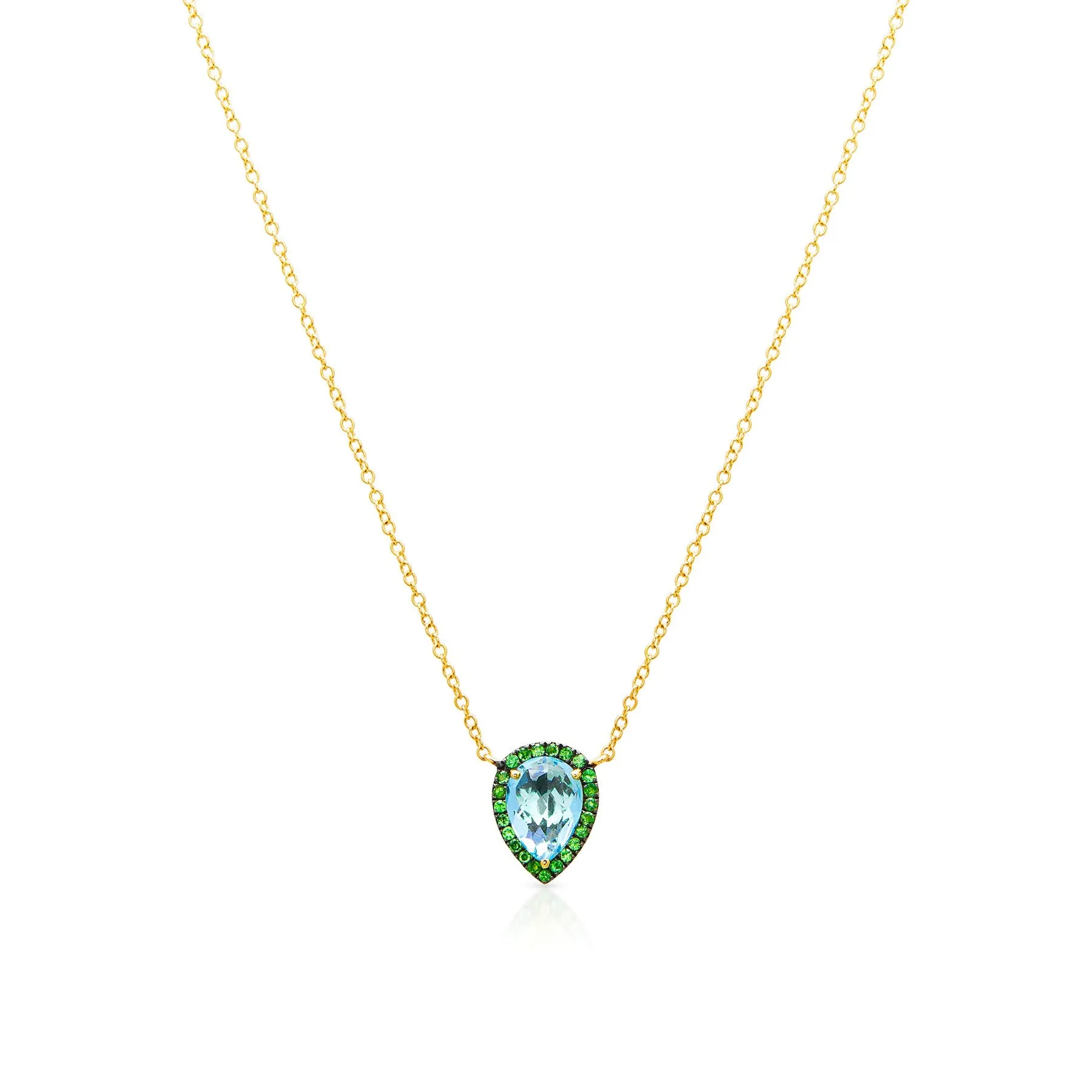 14KT Yellow Gold Blue Topaz Green Garnet Sophie Necklace