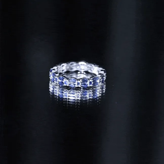 1.5 CT Marquise and Round Blue Sapphire Contemporary Full Eternity Ring