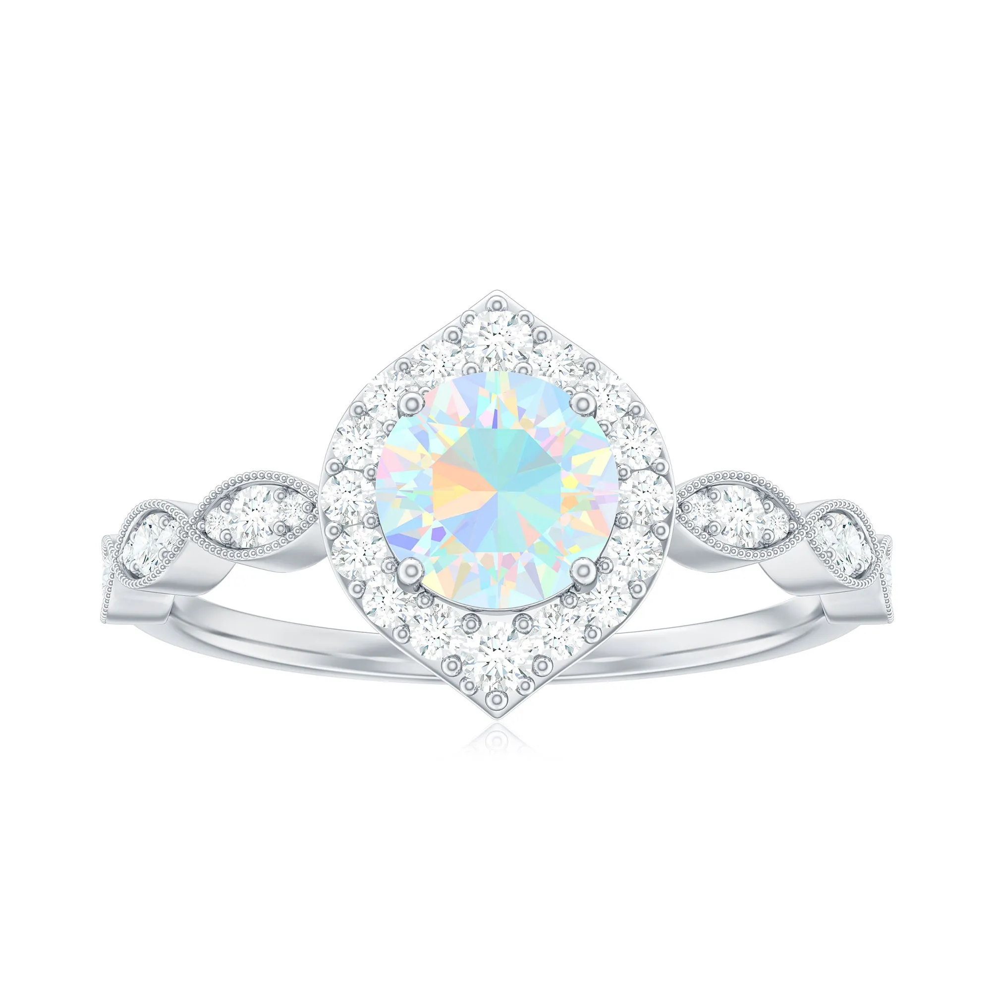 1.50 CT Ethiopian Opal Vintage Engagement Ring with Diamond Accent