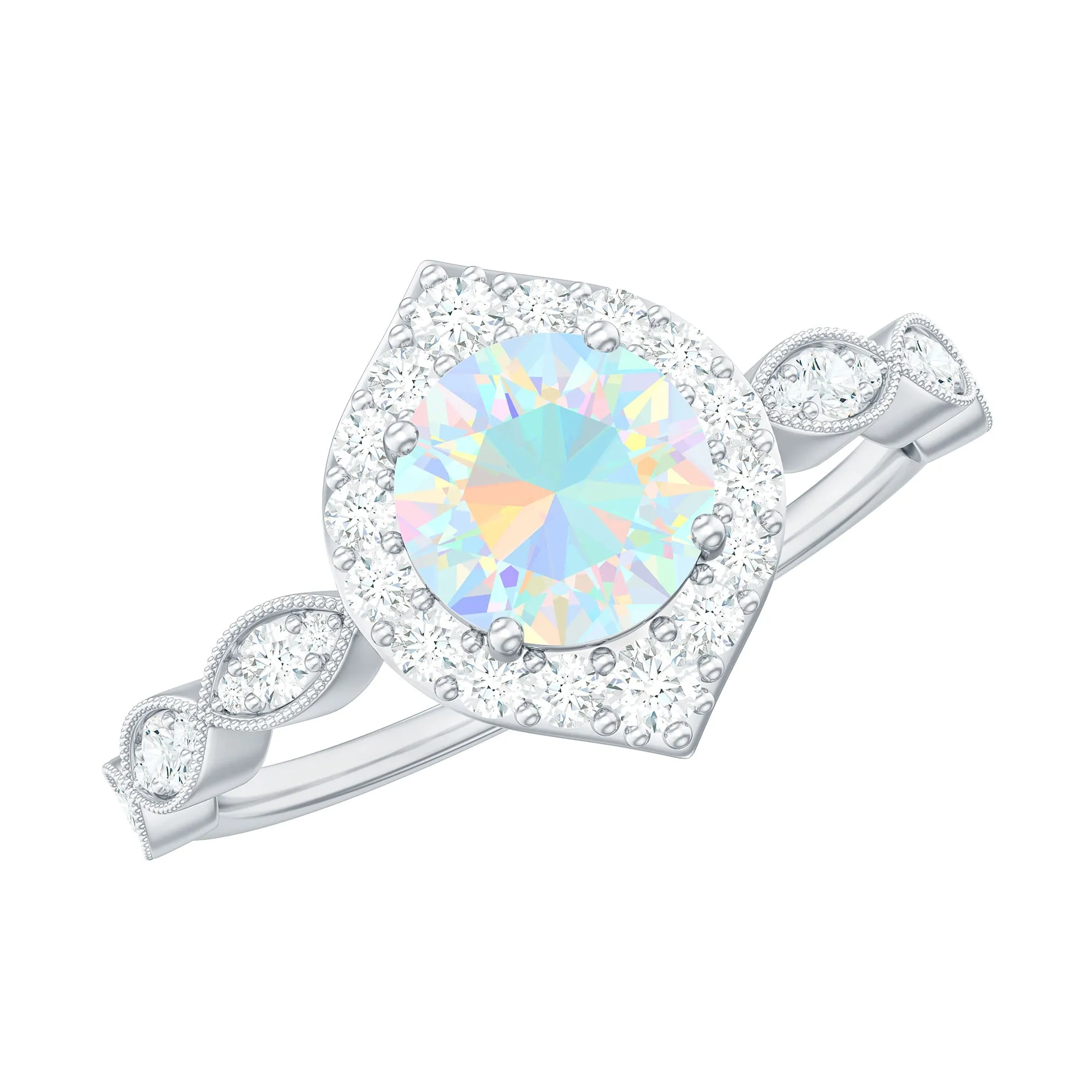 1.50 CT Ethiopian Opal Vintage Engagement Ring with Diamond Accent