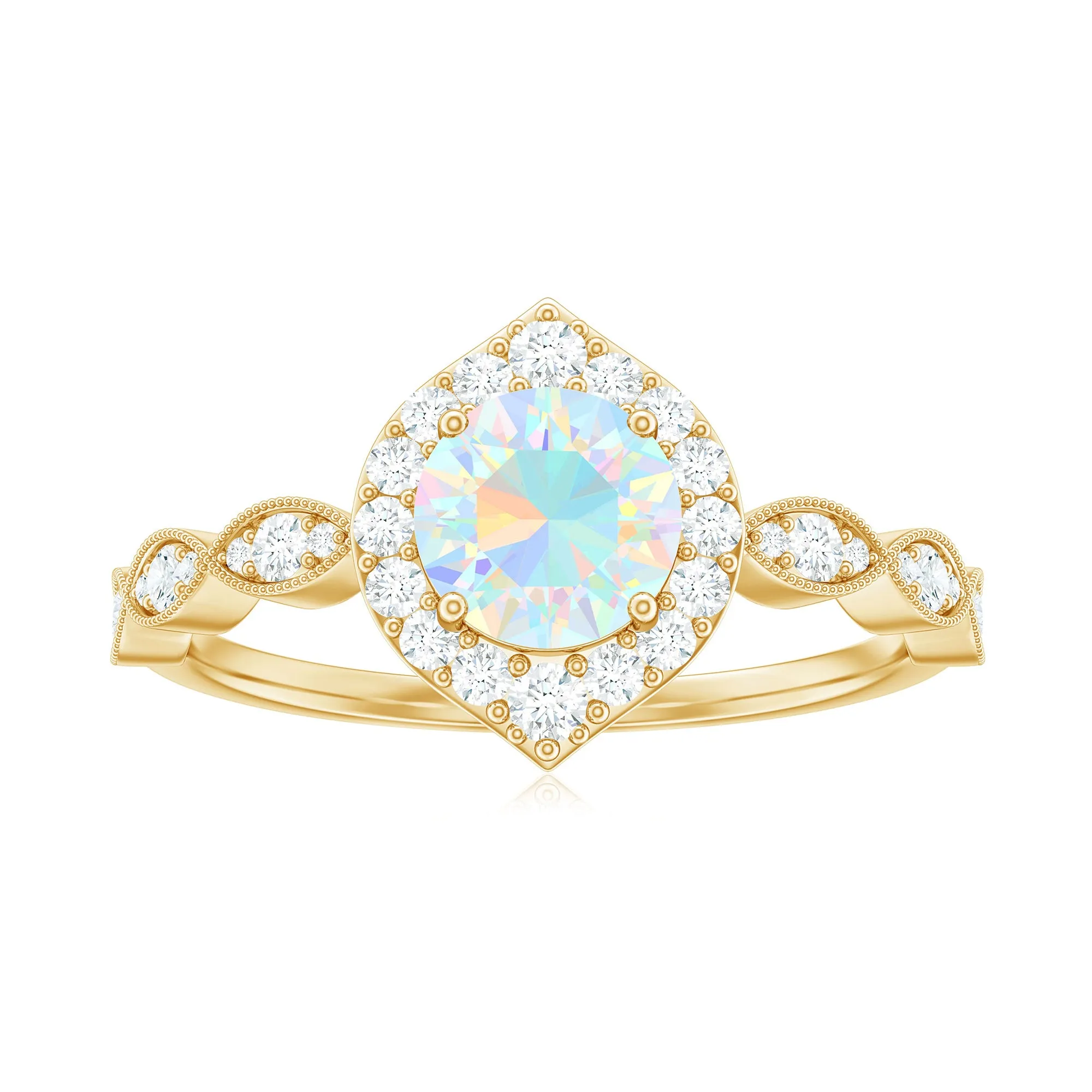 1.50 CT Ethiopian Opal Vintage Engagement Ring with Diamond Accent