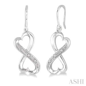 1/50 Ctw Heart Shape Round Cut Diamond Infinity Earrings in Sterling Silver