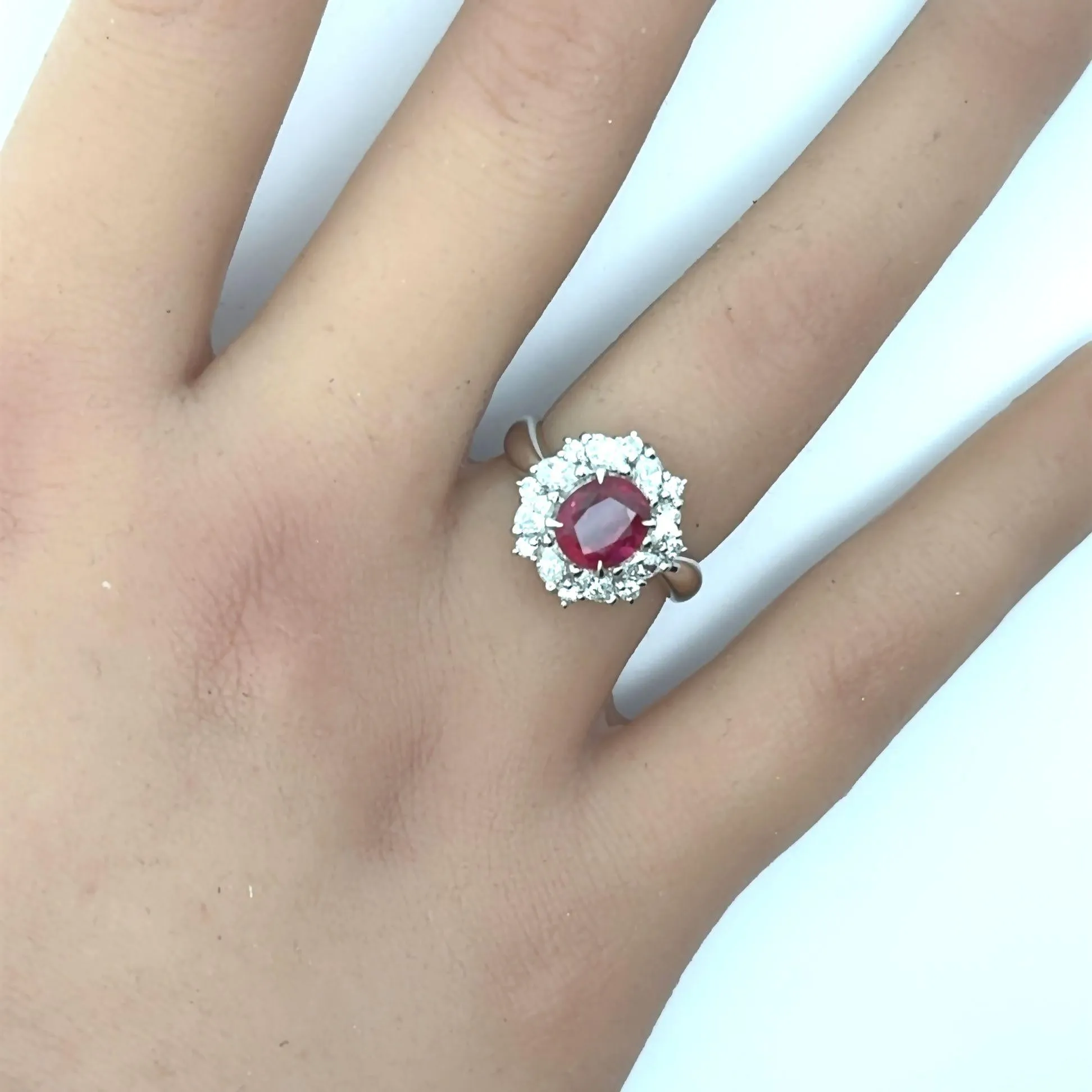 1.65 Carat Ruby Diamond Platinum Ring, GIA Certified