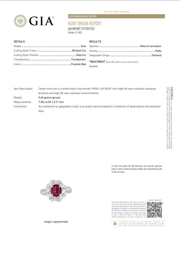 1.65 Carat Ruby Diamond Platinum Ring, GIA Certified