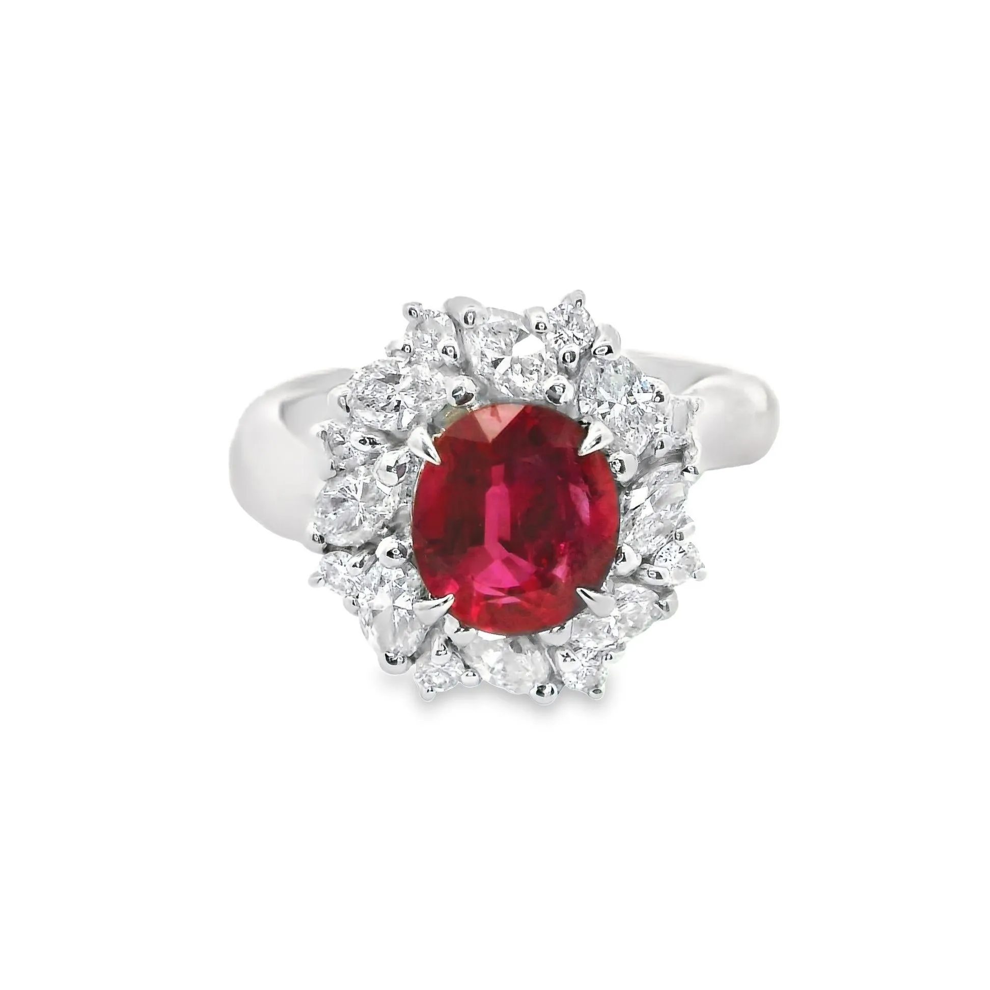 1.65 Carat Ruby Diamond Platinum Ring, GIA Certified