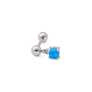 16g 5/16” Rhodium-Plated Straight Stainless Steel Barbell with Opal Dangle