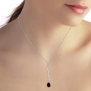 1.79 Carat 14K Solid White Gold Raise Your Lantern Garnet Diamond Necklace