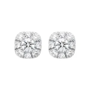 18ct White Gold 0.31ct Diamond Cushion Stud Earrings