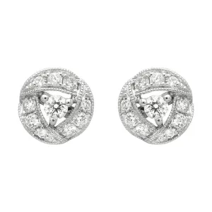 18ct White Gold 0.36ct Diamond Ribbon Edge Stud Earrings