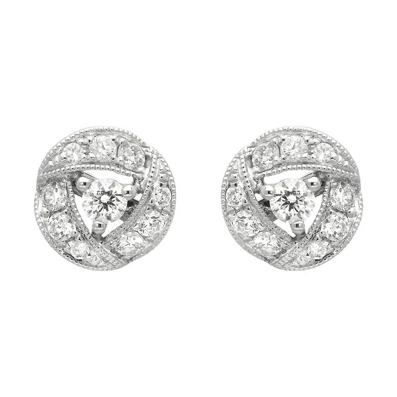 18ct White Gold 0.36ct Diamond Ribbon Edge Stud Earrings