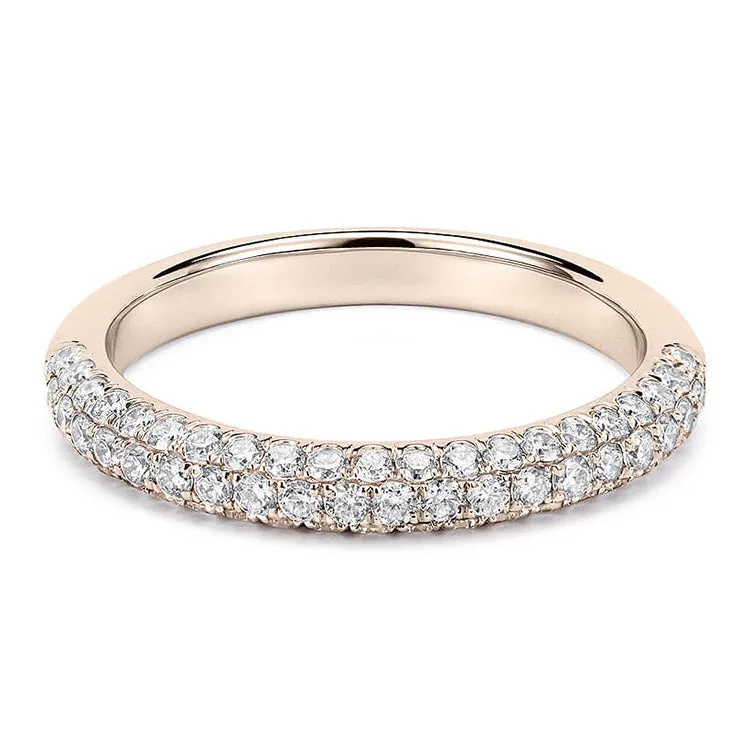 18CT White/Rose/Yellow Gold Pave Set Diamond Wedding Ring