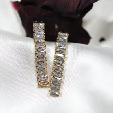 18K Gold-Filled Baguette Tennis Earrings