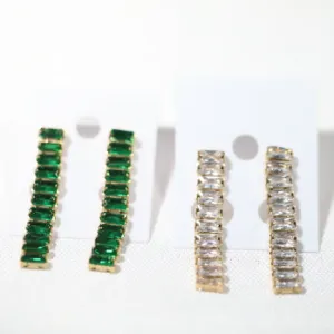 18K Gold-Filled Baguette Tennis Earrings