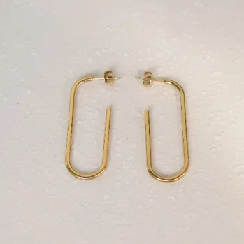 18K Gold-Filled Rectangle Tube Hoop Earrings