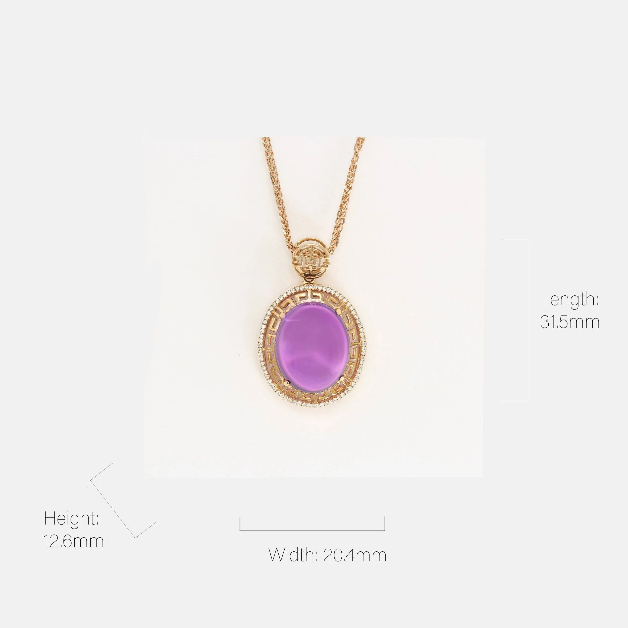 18k Rose Gold Genuine AAA Royal Amethyst Pendant Necklace