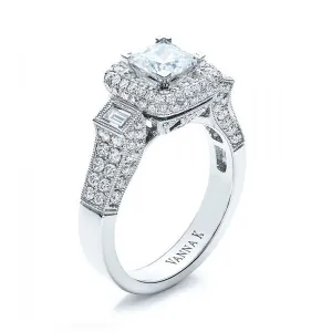 18K White Gold Halo Diamond Engagement Ring