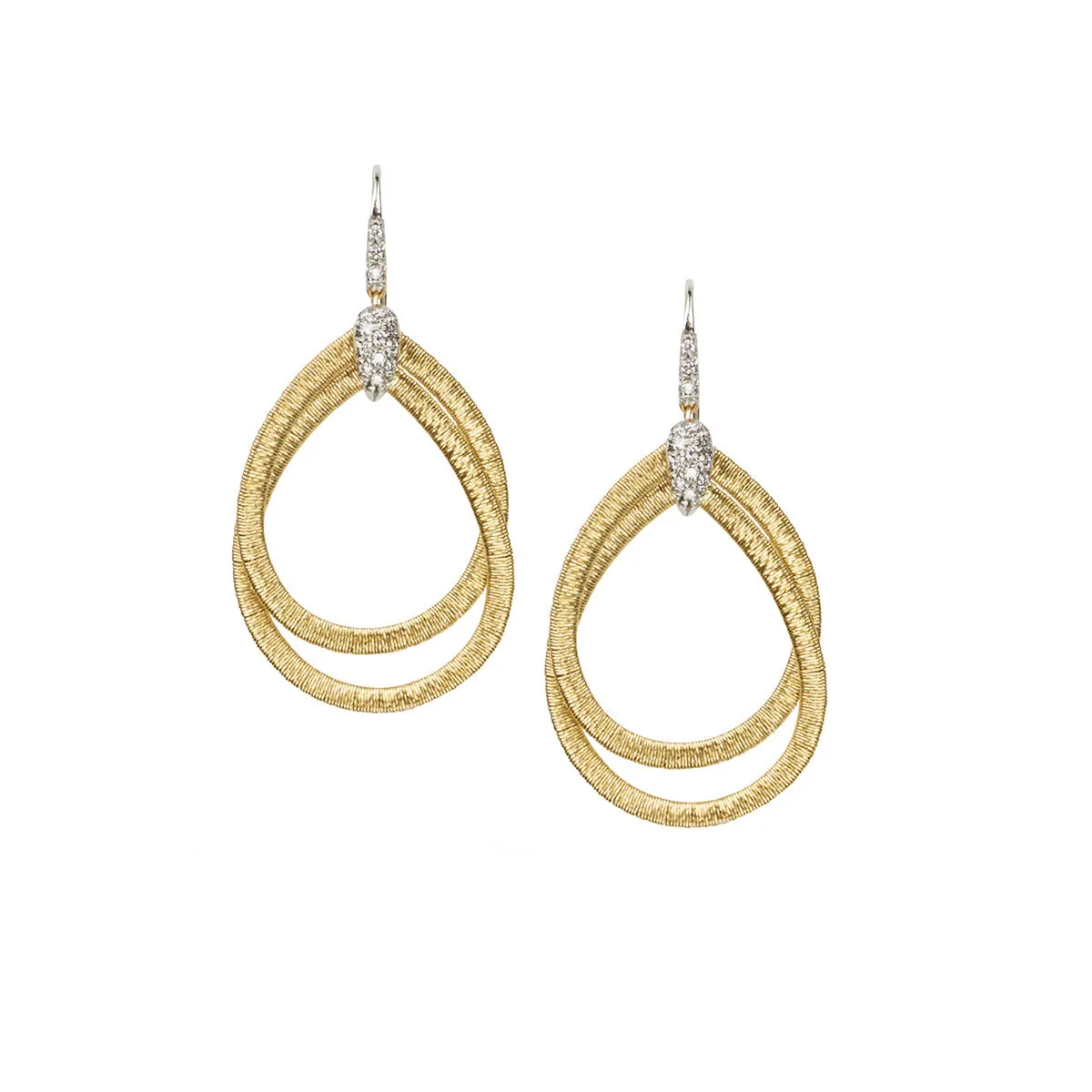 18K Yellow Gold and Diamond Small Drop Earrings