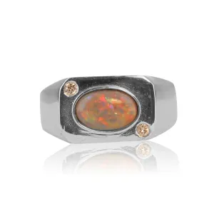 18kt White Gold Black Opal and Diamond ring