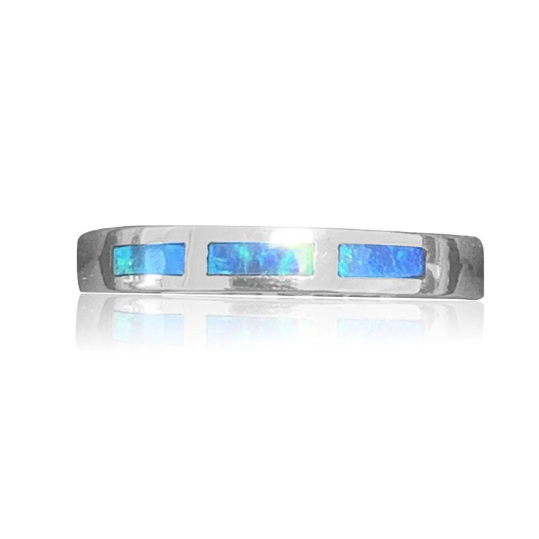 18kt White Gold Opal inlay band