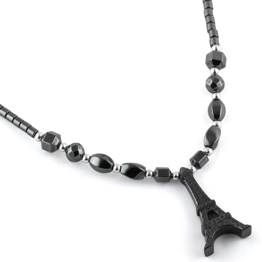 18" Eiffel Tower Hematite Necklace