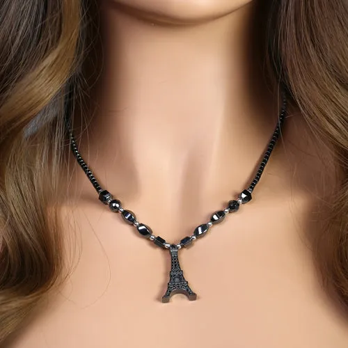 18" Eiffel Tower Hematite Necklace