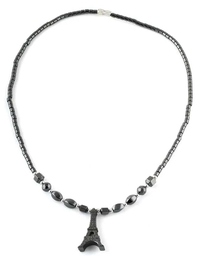 18" Eiffel Tower Hematite Necklace