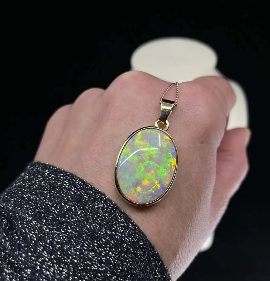 1940s Solid Opal Lightning Ridge Pendant